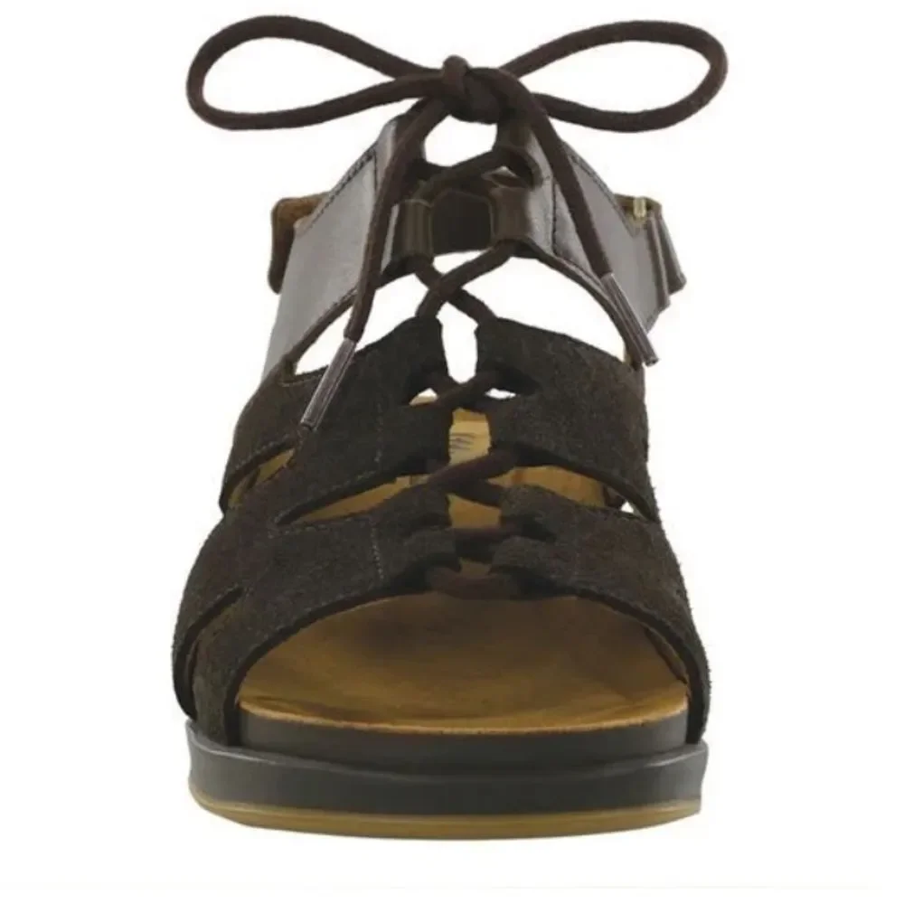 SAS Sedona Sandals Wedges Shoes Woodlands Brown Leather Suede NIB 10.5